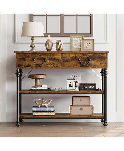 gaomon Console Tables for Entryway, Small Entryway Table with 2 Drawers