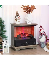 Sugift 27 Inch Freestanding Electric Fireplace with 3-Level Vivid Flame Thermostat