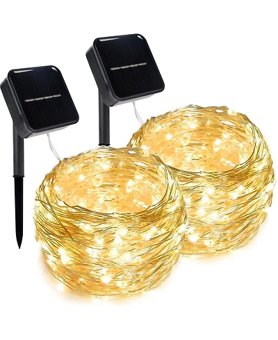 Twinkle Star 120 Led Outdoor Solar String Lights 8 Modes Decorative Fairy 2-Pack - 39.4 Ft