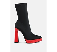 Rabha Contrasting Platform Detail Sock Boots