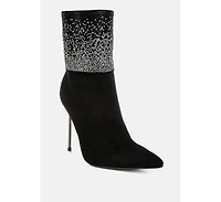 Podstar Rhinestones Embellished Foldover Boots