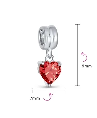 Bling Jewelry Valentines Love Heart Dangle Charm Bead Sterling Silver Bracelet