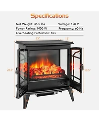 Sugift 25 Inch Freestanding Electric Fireplace Heater with Realistic Flame effect