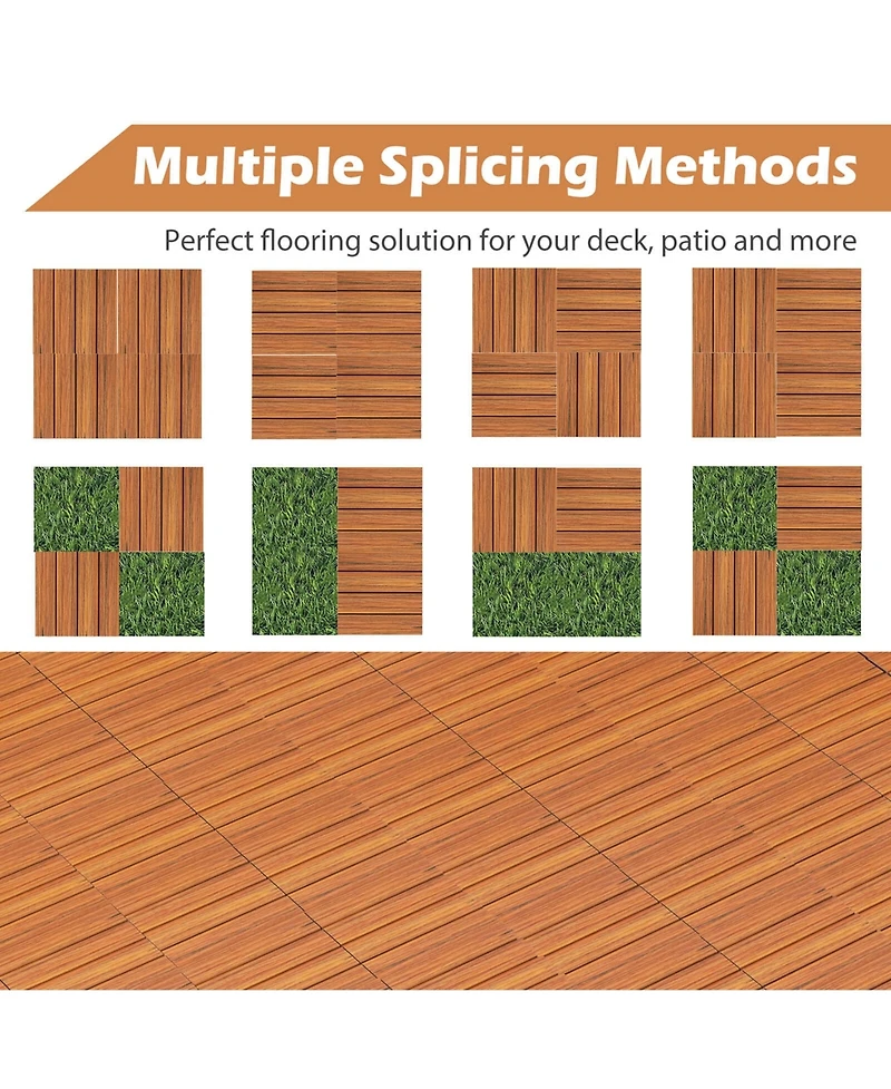 Costway Pcs Interlocking Deck Tiles Anti-slip Floor Tiles for Poolside All Weather