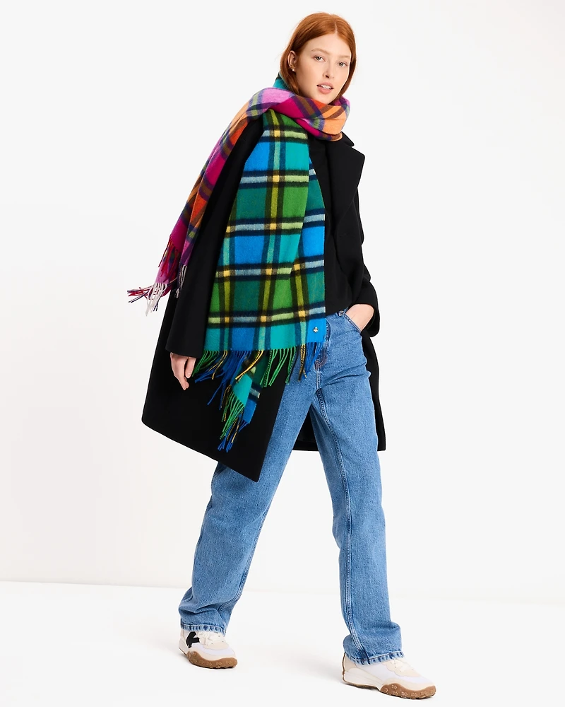 kate spade new york Plaid Mix Multi Yarn Dye Wool Scarf