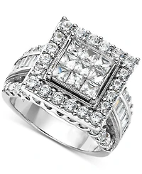 Diamond Cluster Square Halo Ring (2-1/2 ct. t.w.) in 14k White Gold