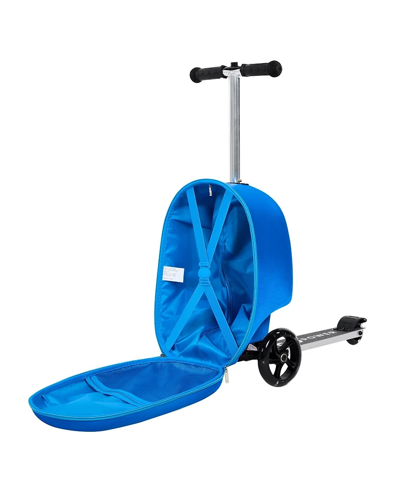GoPowerBike GoVoyage 3-Wheel Kids Luggage Scooter with Light-Up Wheels | Blue