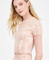 Hugo Women's Cropped Sequin T-Shirt