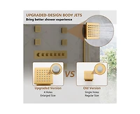 36 Inch Led & Music Rainfall Thermostatic Shower System with Slide Bar and 2-in-1 Handheld