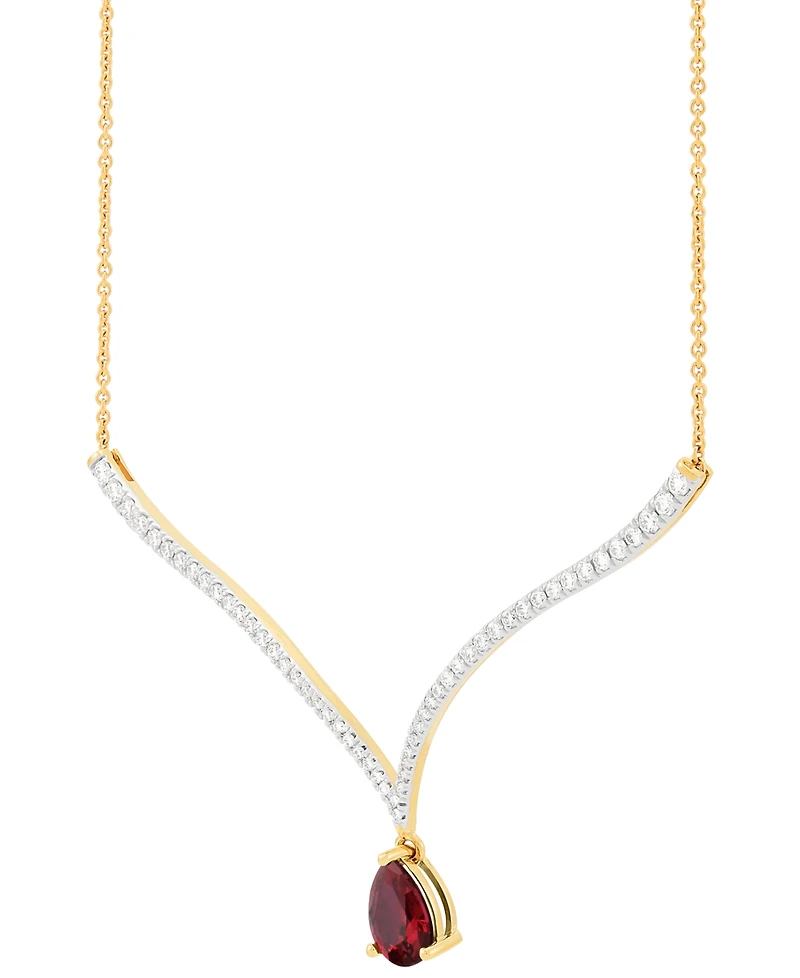 Grown With Love Emerald (1-1/2 ct. t.w.) & Lab Diamond (1 Fancy 18" Pendant Necklace 14k Gold (Also Ruby S