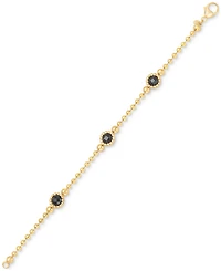 Amethyst Station Bead Link Bracelet 14k Gold-Plated Onyx, & Sky Blue Topaz)