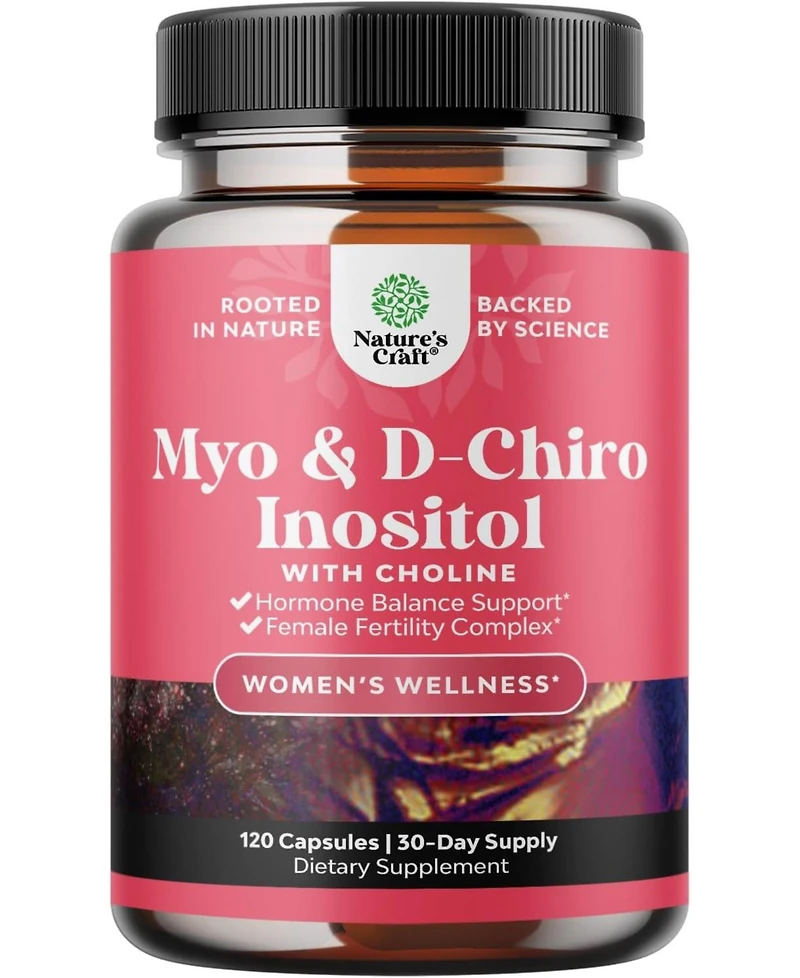 Nature's Craft Myo & D-Chiro Inositol Capsules, Choline Inositol Supplement for Cycle & Fertility Support, Womens Hormone Balance Supplement, Nature's