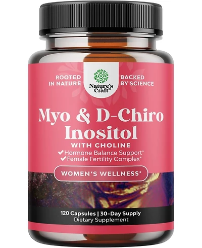 Nature's Craft Myo & D-Chiro Inositol Capsules, Choline Inositol Supplement for Cycle & Fertility Support, Womens Hormone Balance Supplement, Nature's
