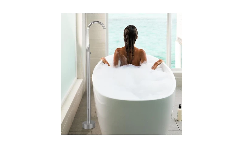 Slickblue Freestanding Bathtub Faucet Floor Mount Bathroom Faucet with Hand Shower