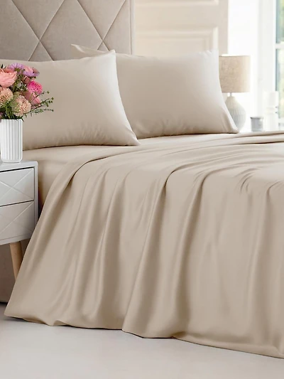 Rayon from Bamboo 4 Piece Deep Pocket Cooling Sheet Set - Queen Light Grey