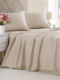 Rayon from Bamboo 4 Piece Deep Pocket Cooling Sheet Set - Queen Light Grey