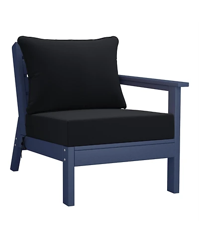 WestinTrends Outdoor Patio Hdpe Right Arm Facing Sectional Navy Blue Corner Club Chair with Cushions