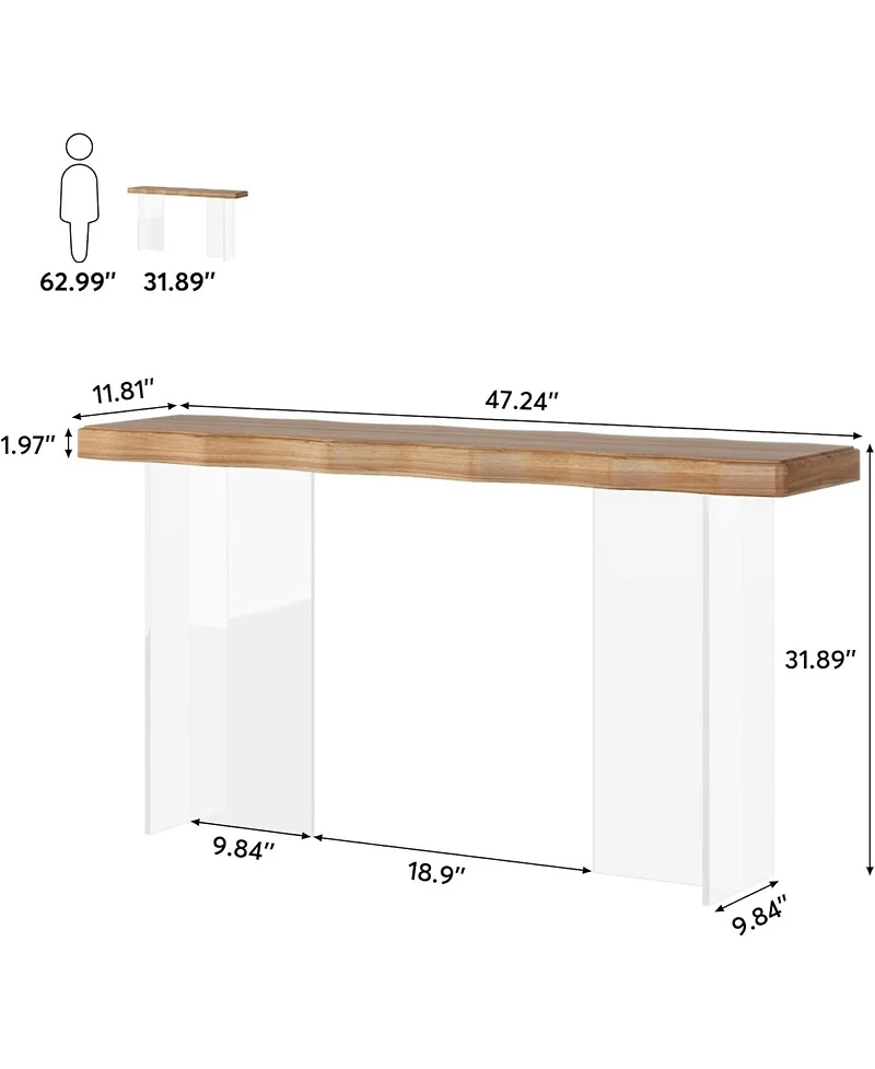 Tribesigns 47-Inch Console Table with Acrylic Legs, Narrow Sofa Table for Entryway, Modern Hallway Foyer Accent Table for Living Room, Easy Assembly