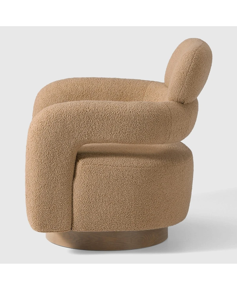 WestinTrends Mid-Century Modern Faux Sherpa Swivel Barrel Accent Chair (Set of 2)