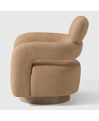 WestinTrends Mid-Century Modern Faux Sherpa Swivel Barrel Accent Chair (Set of 2)