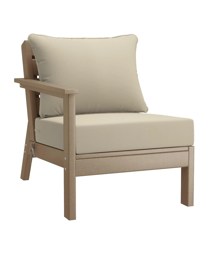 WestinTrends Outdoor Patio Hdpe Weathered Wood Loveseat Sofa with Cushions