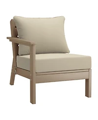 WestinTrends Outdoor Patio Hdpe Weathered Wood Loveseat Sofa with Cushions