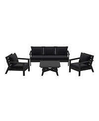 WestinTrends Outdoor 6-Piece Black Modular Sectional Patio Furniture Sofa Set