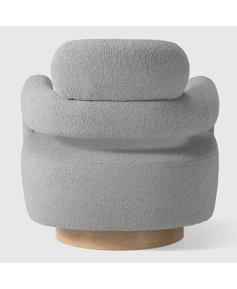 WestinTrends Mid-Century Modern Faux Sherpa Swivel Barrel Accent Chair