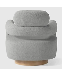 WestinTrends Mid-Century Modern Faux Sherpa Swivel Barrel Accent Chair