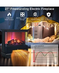 Sugift 27 Inch Freestanding Fireplace with Remote Control