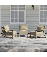 WestinTrends Outdoor Patio Hdpe Weathered Wood Sectional Sofa with Cushions