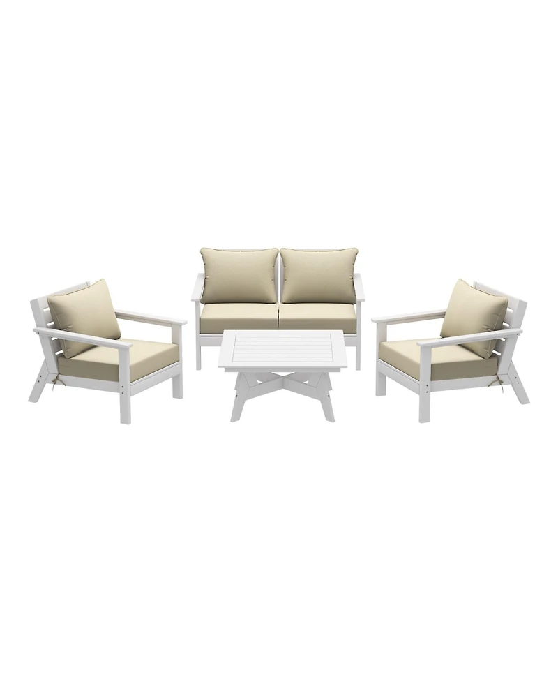 WestinTrends Outdoor 5-Piece White Modular Sectional Patio Furniture Sofa Set