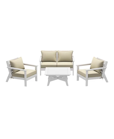 WestinTrends Outdoor 5-Piece White Modular Sectional Patio Furniture Sofa Set