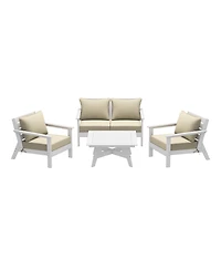 WestinTrends Outdoor 5-Piece White Modular Sectional Patio Furniture Sofa Set