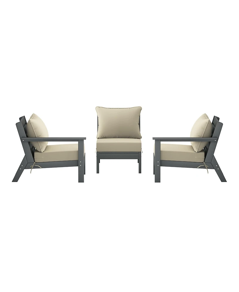 WestinTrends Outdoor Patio Hdpe Gray Sectional Sofa with Cushions