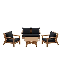 WestinTrends Outdoor 5-Piece Teak Modular Sectional Patio Furniture Sofa Set