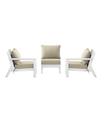 WestinTrends Outdoor Patio Hdpe White Sectional Sofa with Cushions