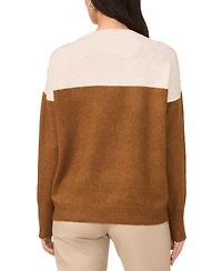 Vince Camuto Women's Cozy Extended Shoulder Color Blocked Sweater