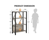 gaomon 4 Tier Bookshelf with Led Lights, Tall Bookcase with Open Display Shelves