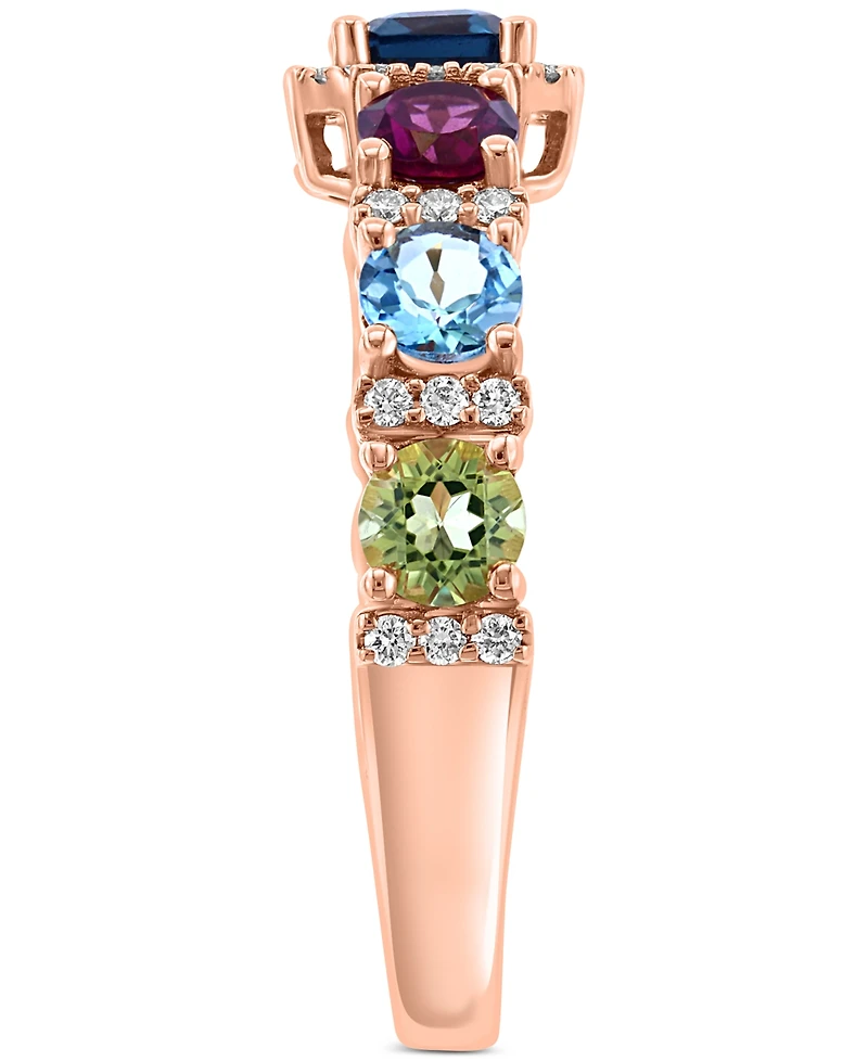 Effy Multi-Gemstone (1-5/8 ct. t.w.) & Diamond (1/5 ct. t.w.) Ring in 14k Rose Gold