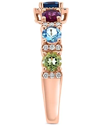 Effy Multi-Gemstone (1-5/8 ct. t.w.) & Diamond (1/5 ct. t.w.) Ring in 14k Rose Gold