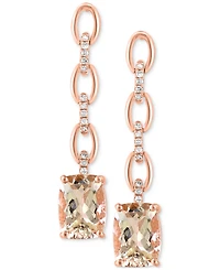 Effy Morganite (2-1/2 ct. t.w.) & Diamond (1/20 ct. t.w.) Chain Drop Earrings in 14k Rose Gold