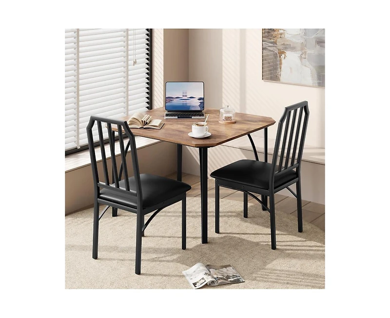 3 Pieces Dining Table Set for 2, Room Small Kitchen 2 with Upholstered Chairs, Dinner