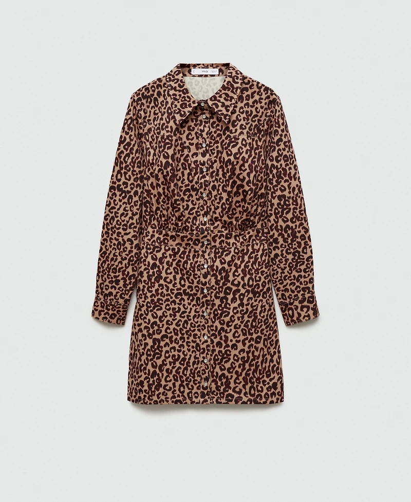 Mango Women's Leopard-Print Shirt Dress