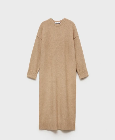 Mango Women's Ribbed Finishes Knitted Dress