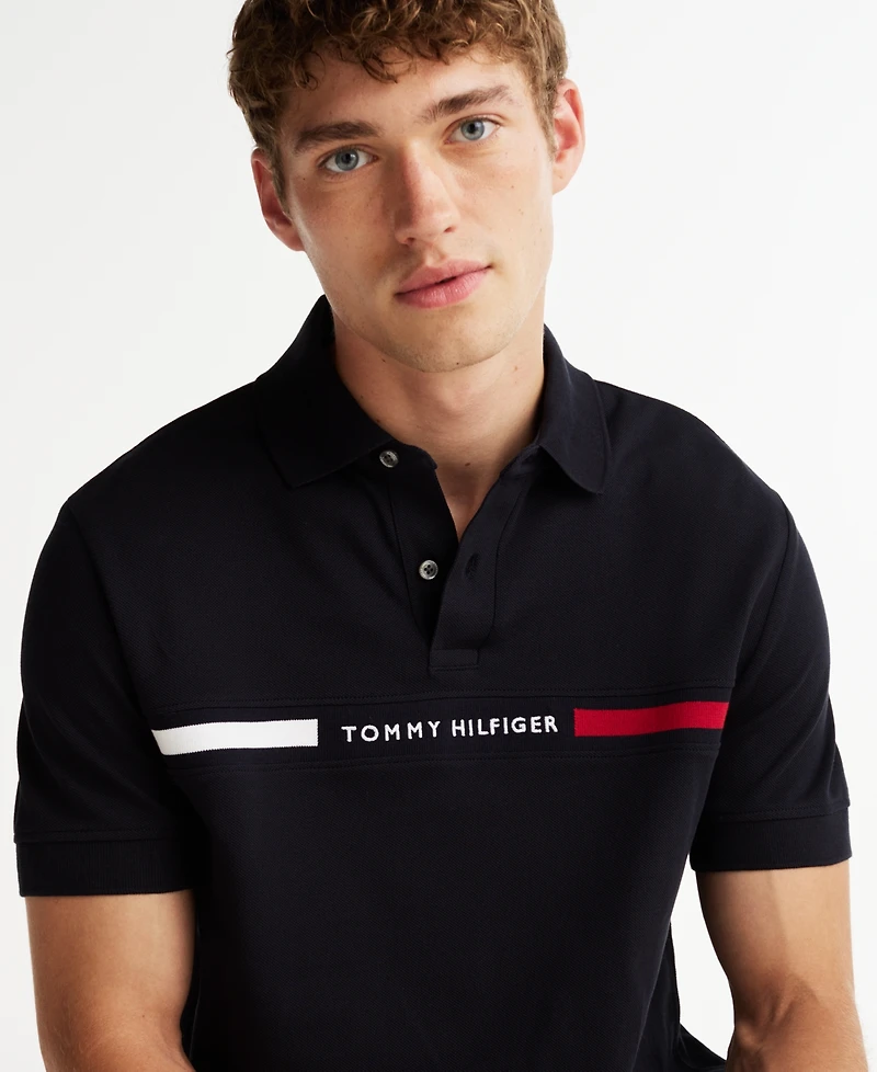 Tommy Hilfiger Men's Big & Tall Short Sleeve Embroidered Chest Stripe Polo Shirt
