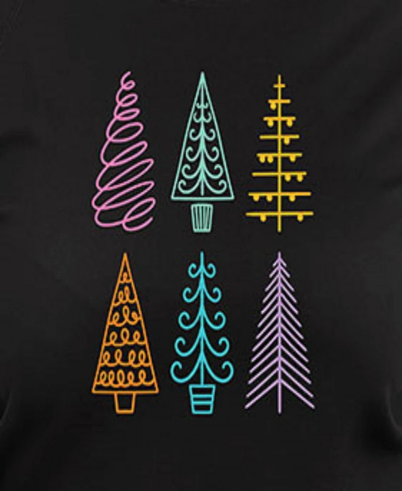 Hybrid Apparel Plus Trendy Christmas Trees Graphic Pullover Top