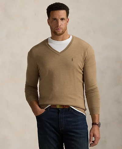 Polo Ralph Lauren Men's Big & Tall Washable Wool V-Neck Sweater