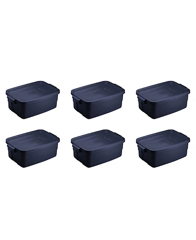 Rubbermaid 3 Gallon Stackable Storage Container, Dark Indigo Metallic (6 Pack)