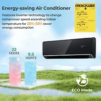 12000 Btu 22 SEER2 208-230V Wifi Enabled Mini Split Air Conditioner and Heater